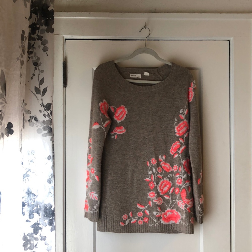 Anthropologie Floral Sweater